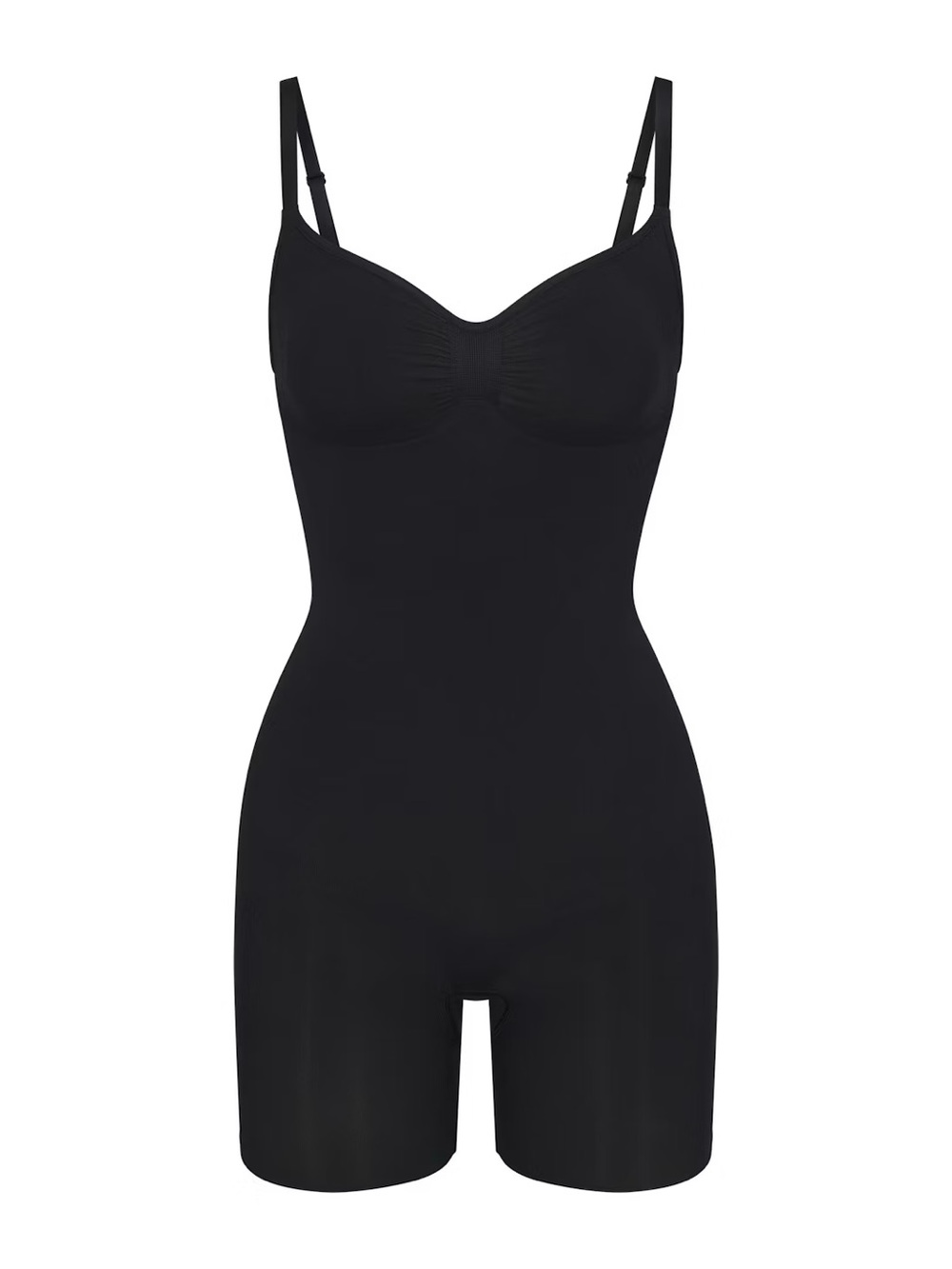 SKIMS onyx black shapewear bodysuit sculpting L XL mid thigh